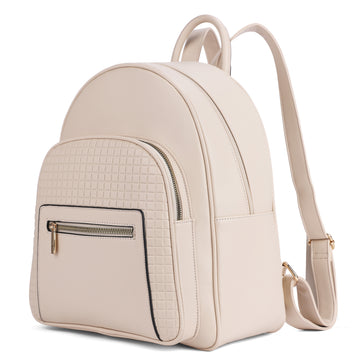 CQ1131 large capacity square embossed knapsack student PU leather backpack for woman
